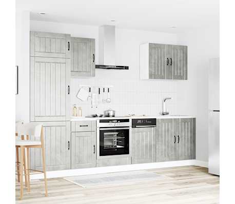 vidaXL Virtuvinių spintelių komplektas, 7 dalių, Lucca, betono pilka