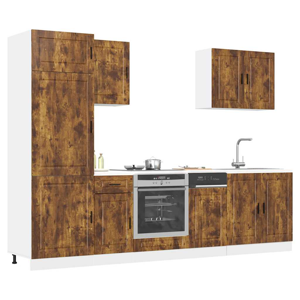 vidaXL 7-tlg. Küchenschrank-Set Porto Räuchereiche Holzwerkstoff