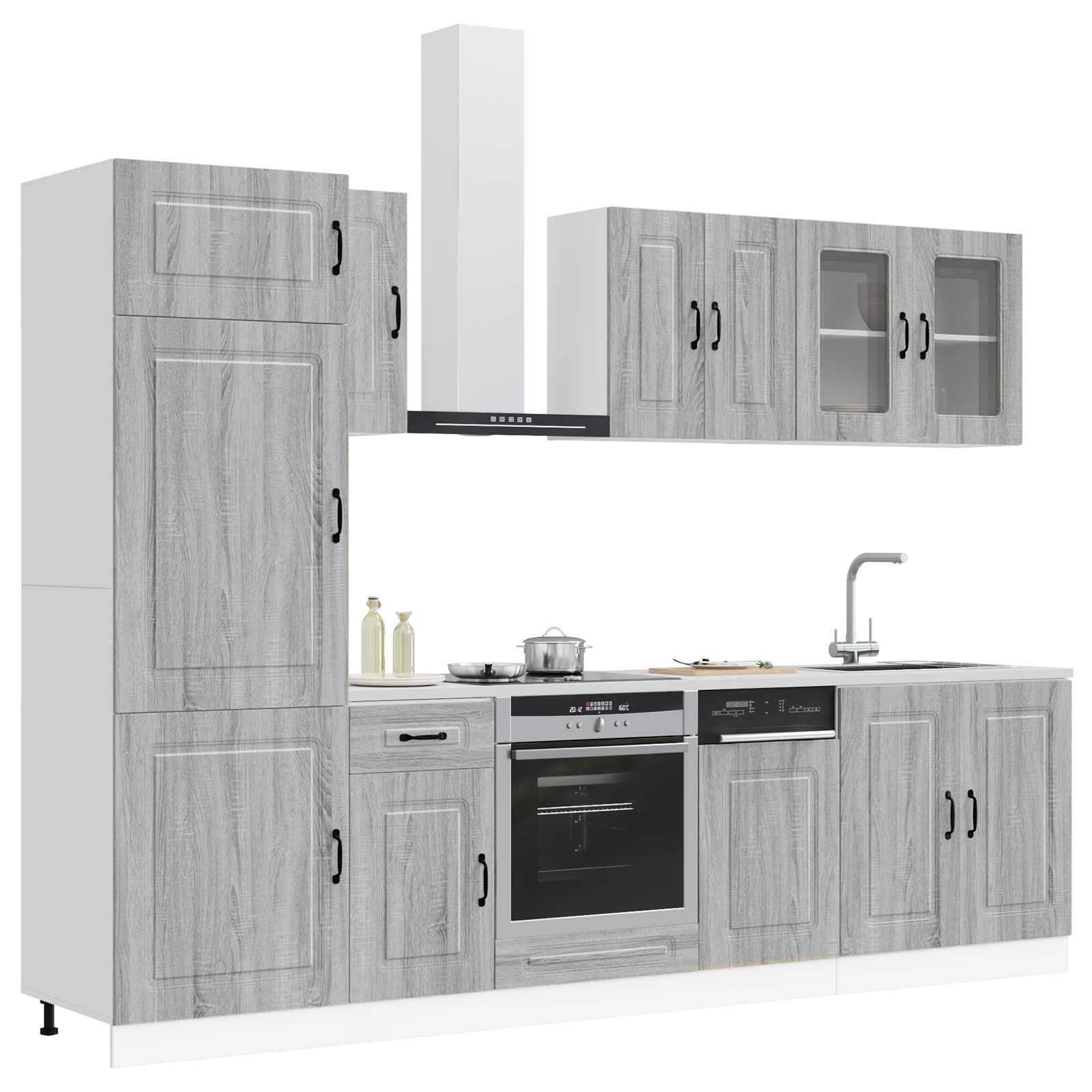 vidaXL 8-delige Keukenkastenset Kalmar bewerkt hout grijs sonoma eiken, foto 2