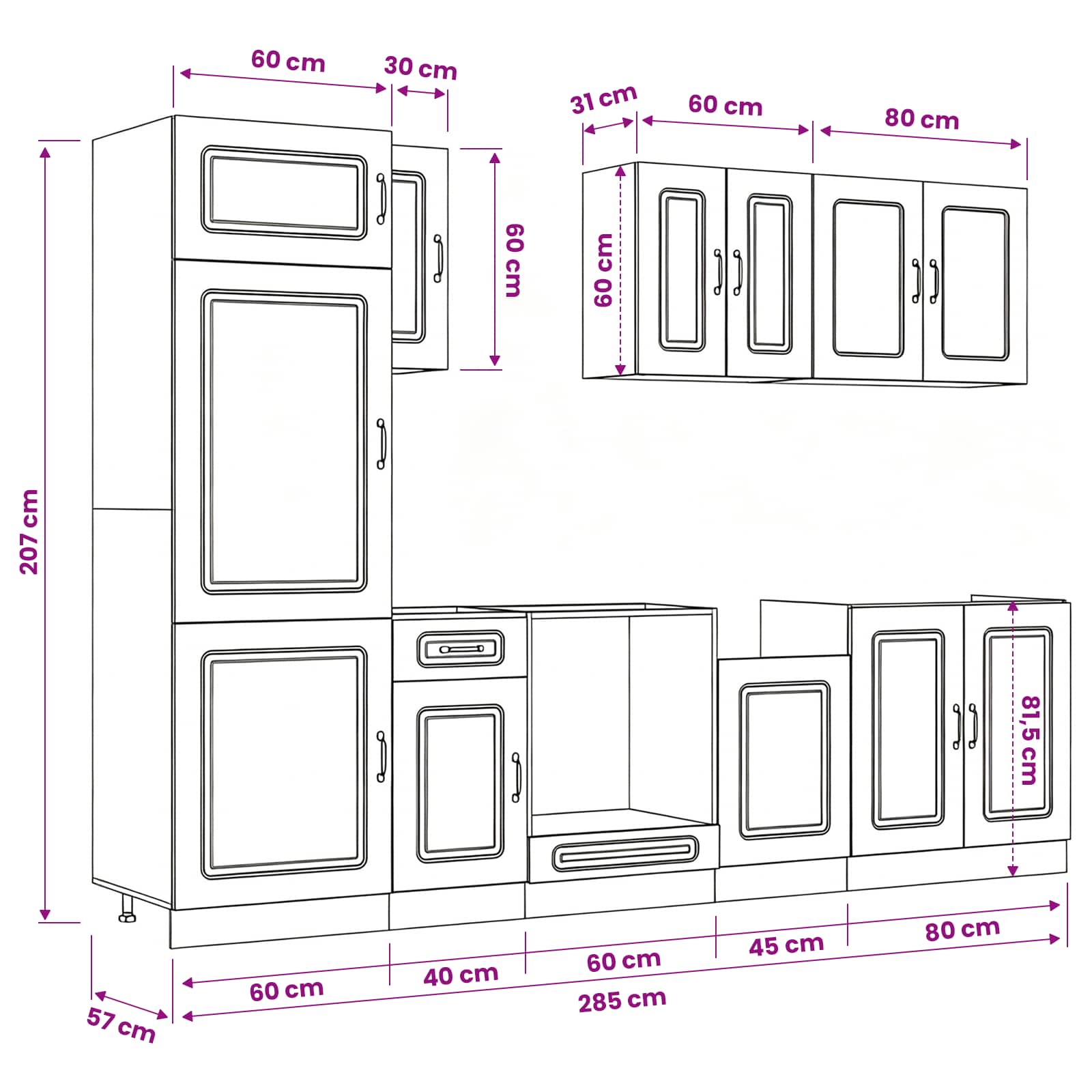 vidaXL 8-tlg. Küchenschrank-Set Kalmar Altholz-Optik Holzwerkstoff – Bild 19
