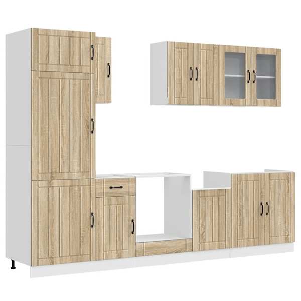 vidaXL 8-osaline k&ouml;&ouml;gikappide komplekt "Lucca", Sonoma tamm, t&ouml;&ouml;deldud puit