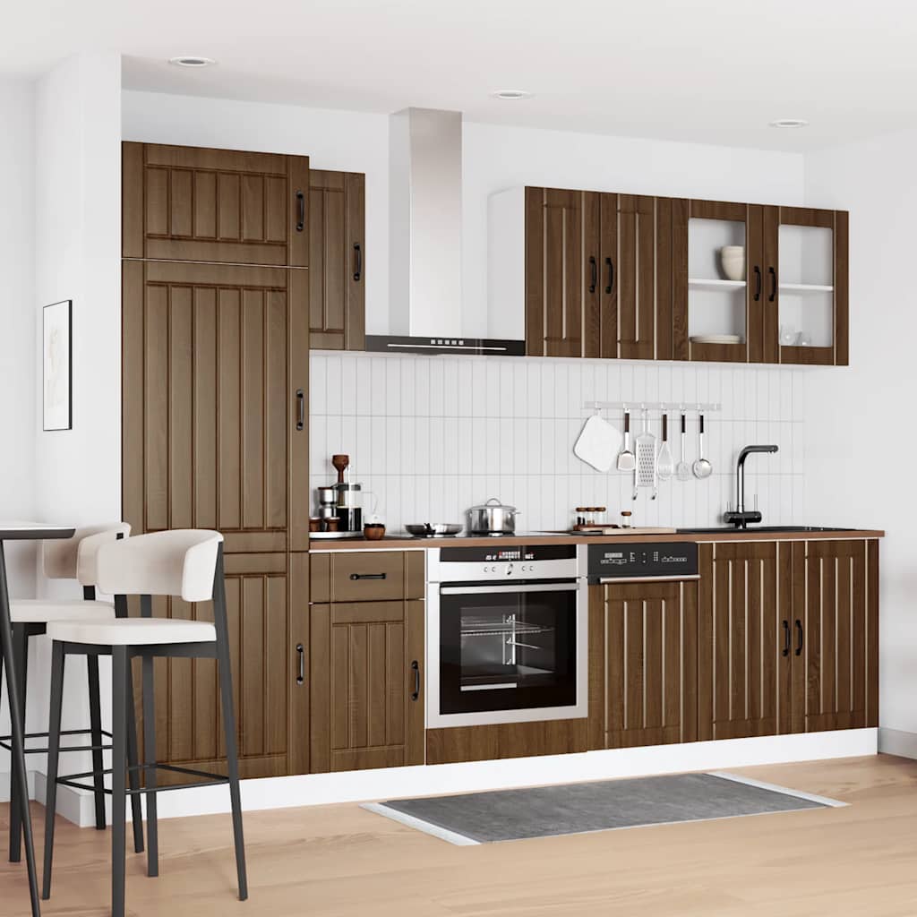 vidaXL 8-delige Keukenkastenset Lucca bewerkt hout bruin eikenkleur afbeelding