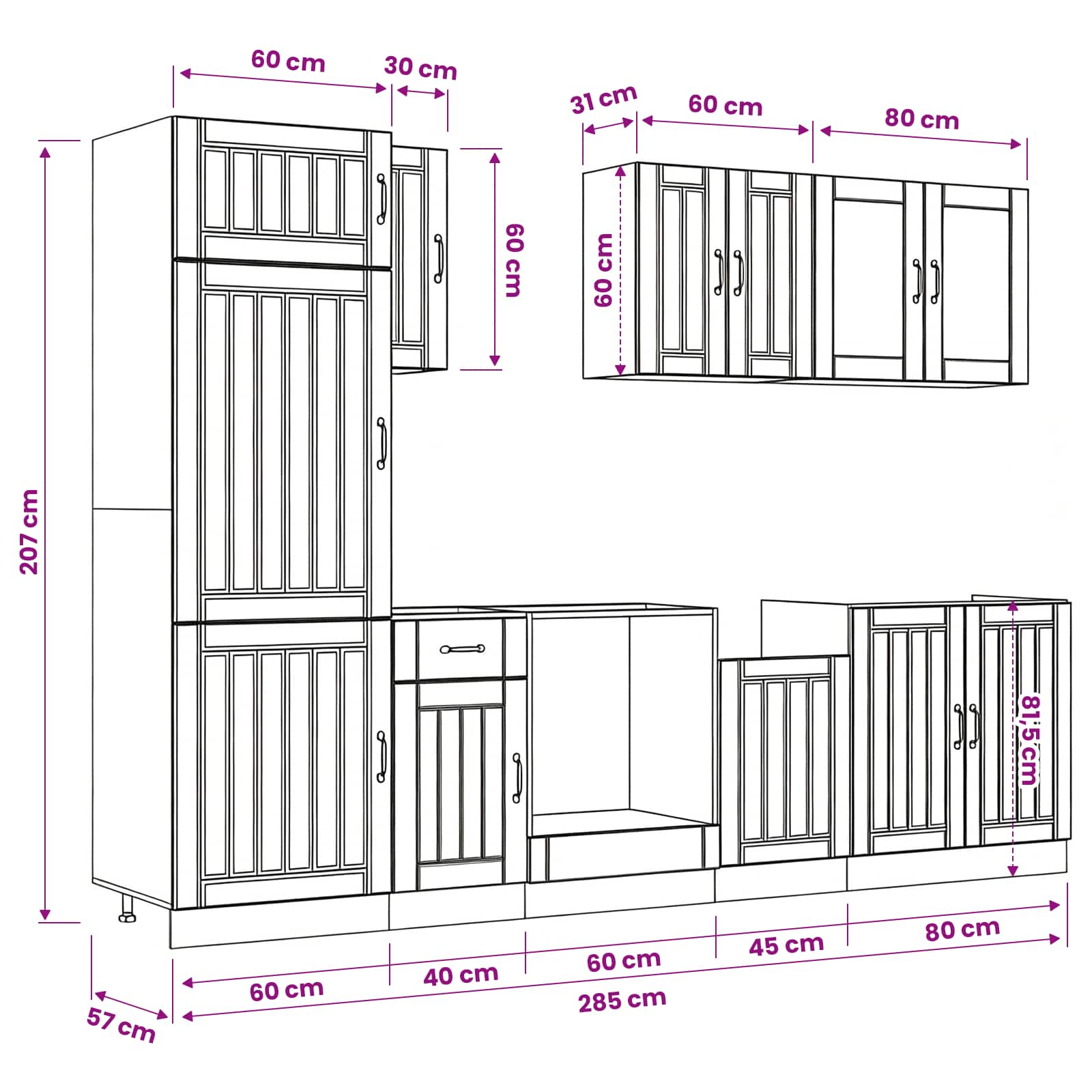 vidaXL 8-tlg. Küchenschrank-Set Kalmar Altholz-Optik Holzwerkstoff – Bild 19
