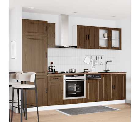 vidaXL Virtuvinių spintelių komplektas, 8 dalių, Kalmar, ruda