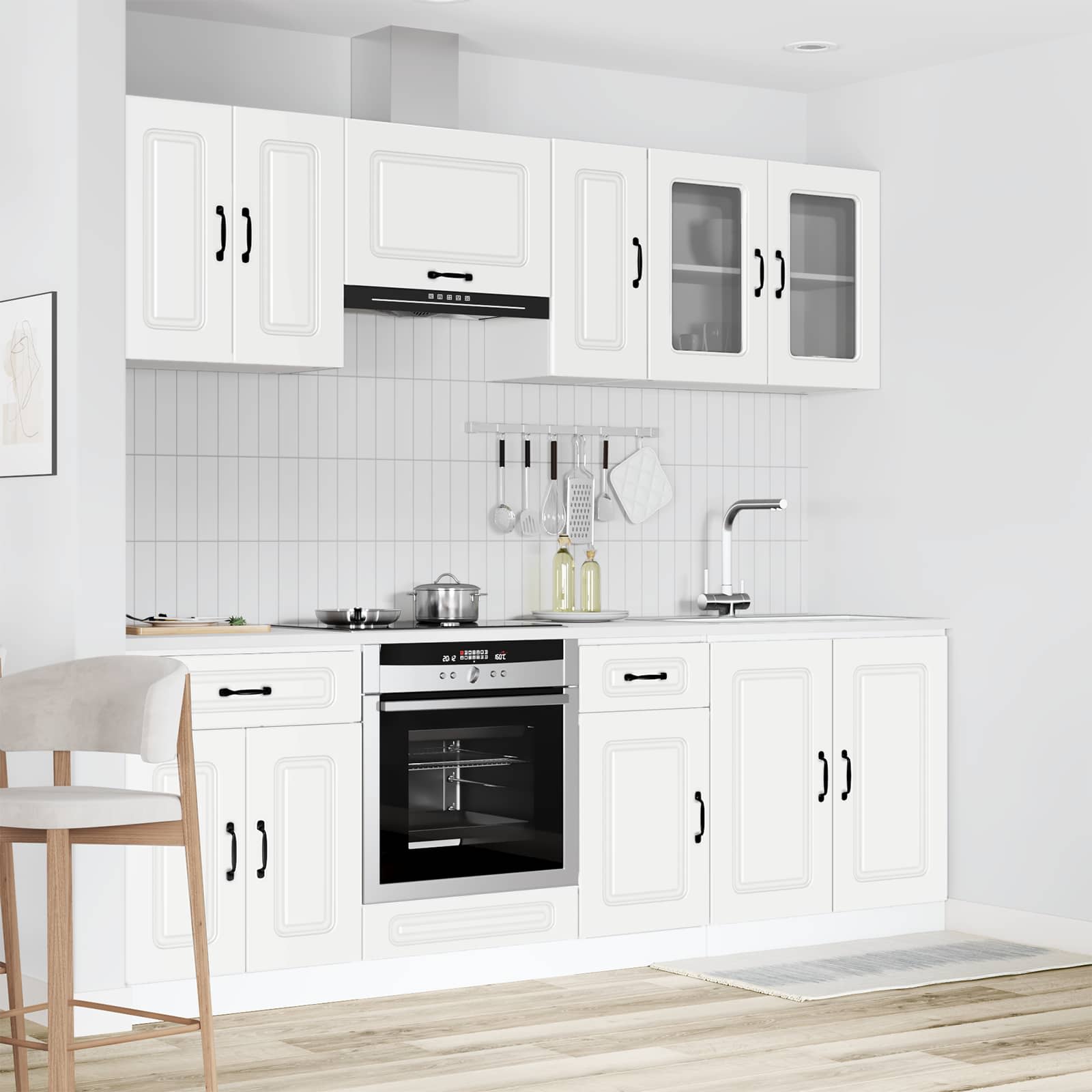 vidaXL 8-delige Keukenkastenset Kalmar bewerkt hout glanzend wit, foto 4