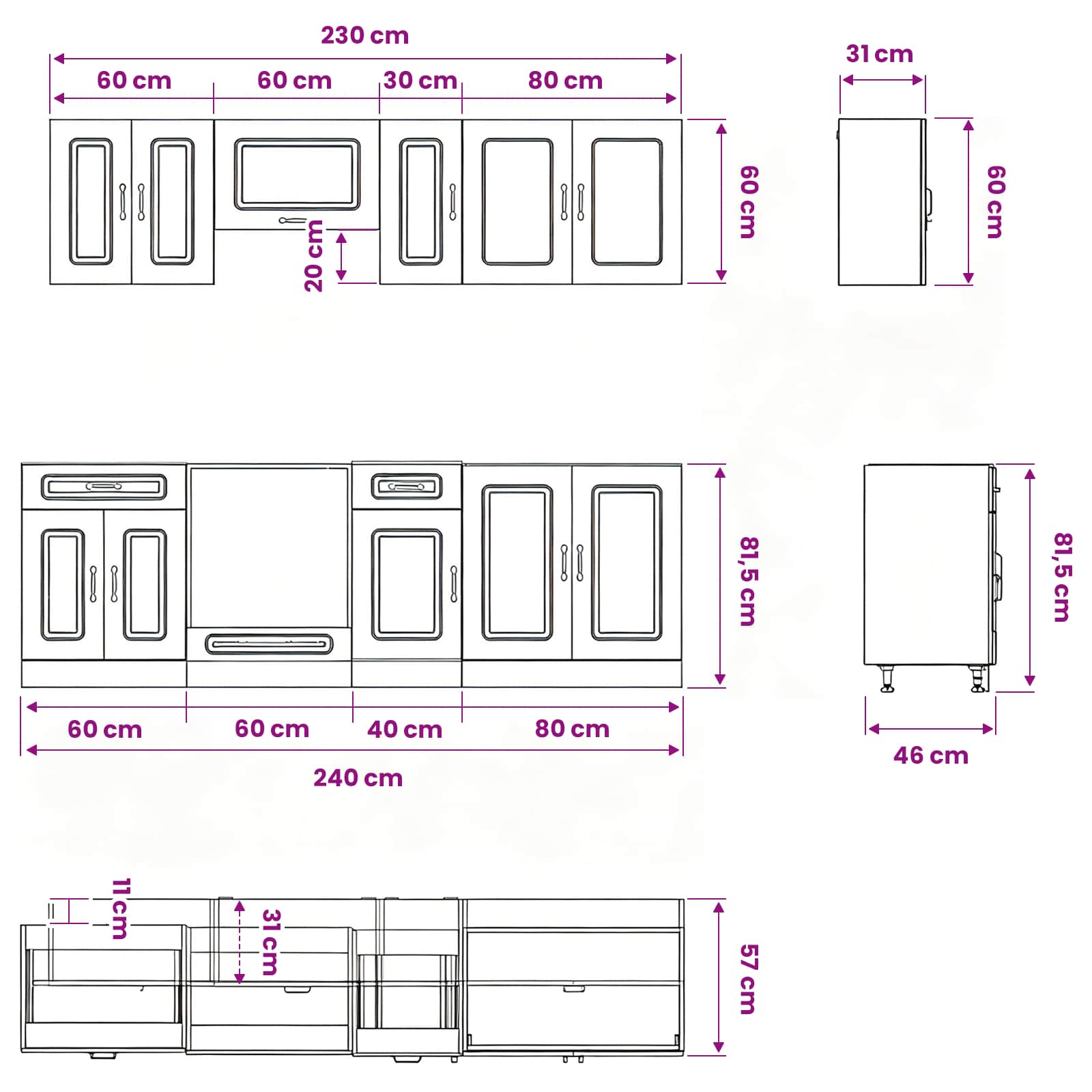 vidaXL 8-tlg. Küchenschrank-Set Kalmar Altholz-Optik Holzwerkstoff – Bild 15