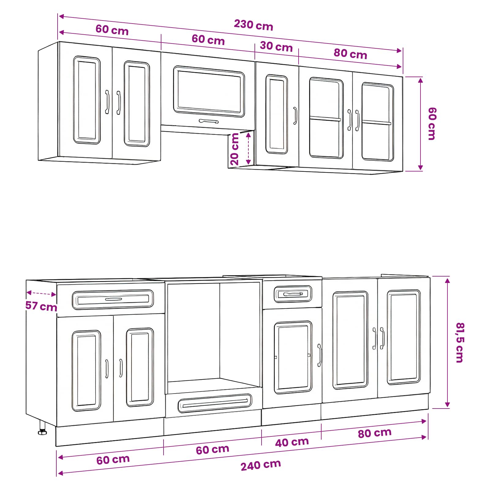 vidaXL 8-tlg. Küchenschrank-Set Kalmar Altholz-Optik Holzwerkstoff – Bild 17
