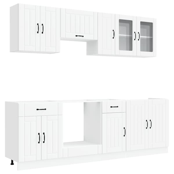vidaXL 8-osaline k&ouml;&ouml;gikapi komplekt Kalmar, valge, tehispuit