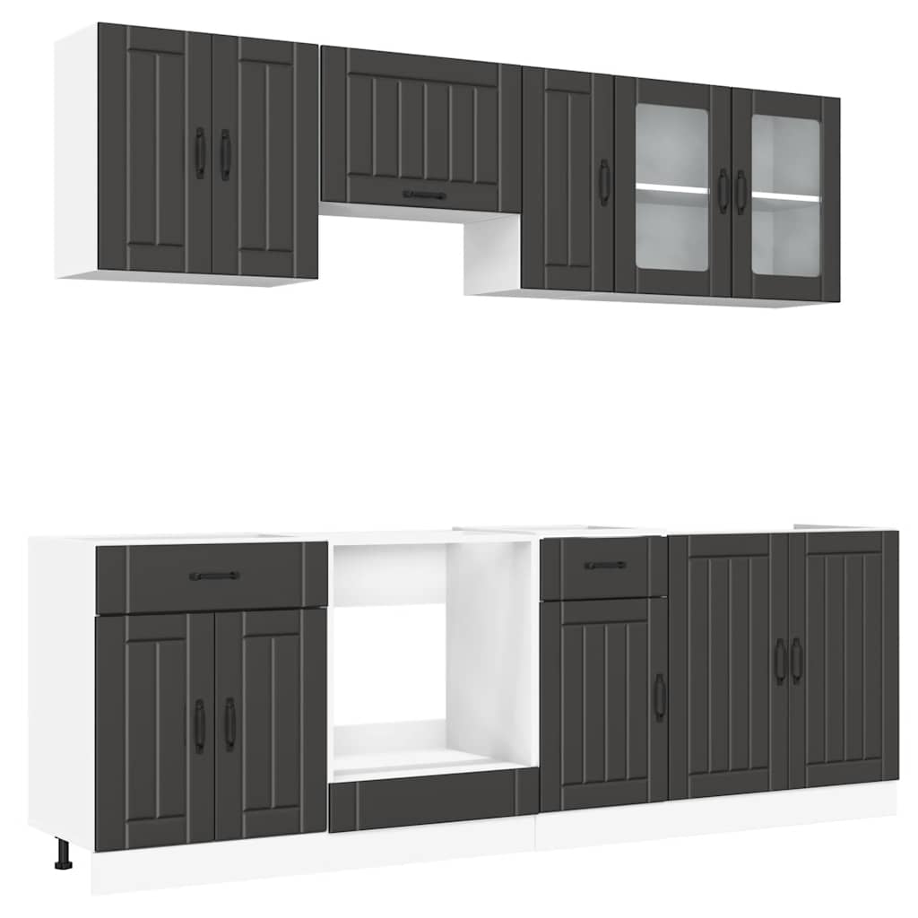 Thumbnail - vidaXL 8-tlg. Küchenschrank-Set Kalmar Schwarz Holzwerkstoff
