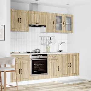 vidaXL 8 pe&ccedil;as arm&aacute;rio de cozinha conjunto Lucca sonoma carvalho