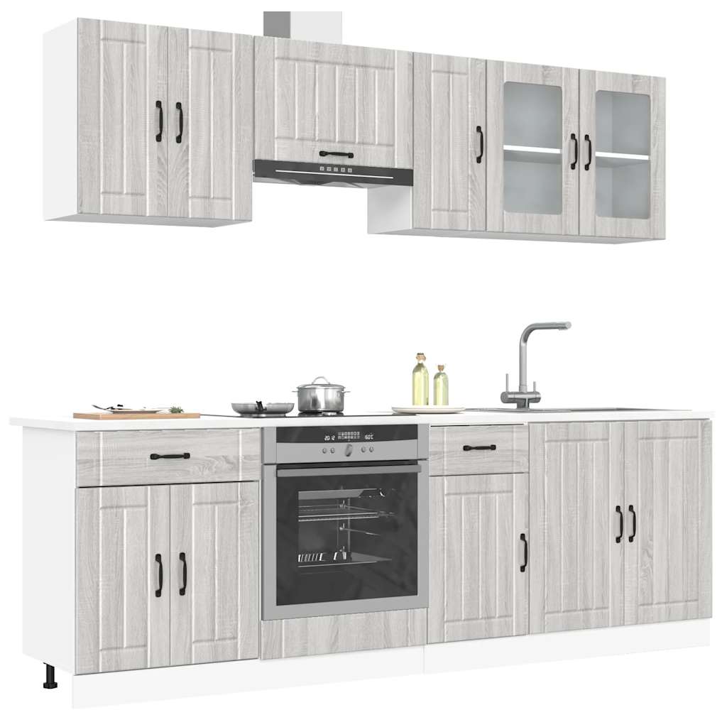 vidaXL 8-tlg. Küchenschrank-Set Kalmar Grau Sonoma Holzwerkstoff