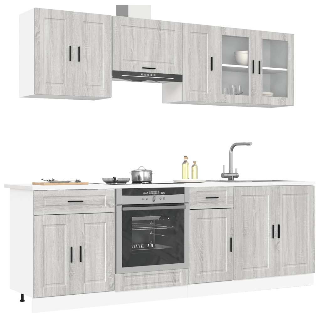 vidaXL 8-tlg. Küchenschrank-Set Kalmar Grau Sonoma Holzwerkstoff