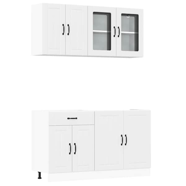 vidaXL 4-osaline k&ouml;&ouml;gikappide komplekt "Lucca", valge, t&ouml;&ouml;deldud puit