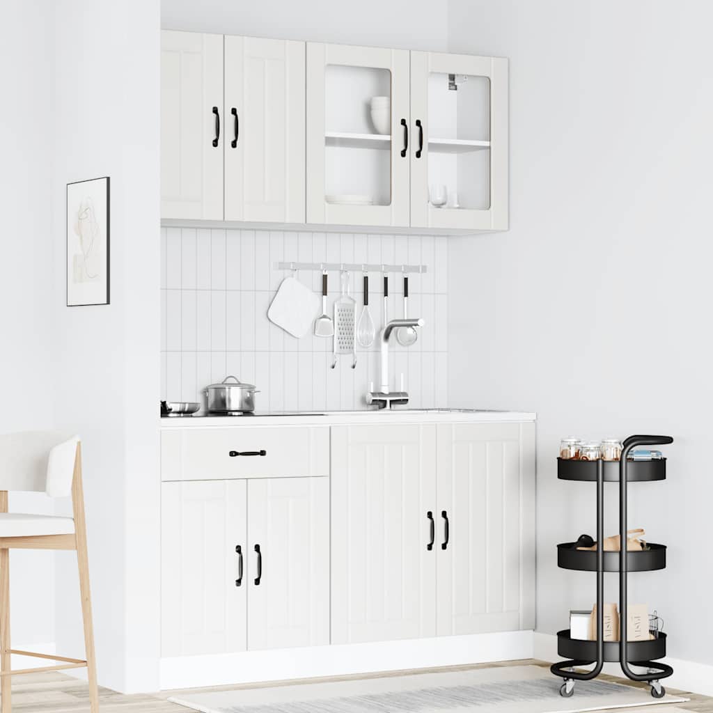 vidaXL 4-delige Keukenkastenset Lucca bewerkt hout wit afbeelding