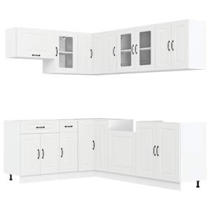 vidaXL 11-osaline k&ouml;&ouml;gikapi komplekt Kalmar, valge, tehispuit