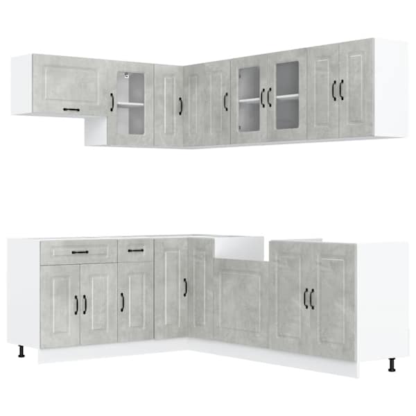 vidaXL 11-osaline k&ouml;&ouml;gikapi komplekt Kalmar, betoonhall, tehispuit