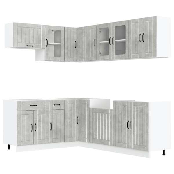 vidaXL 11-osaline k&ouml;&ouml;gikapi komplekt Lucca, betoonhall, tehispuit