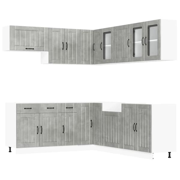 vidaXL 11-osaline k&ouml;&ouml;gikapi komplekt Lucca, betoonhall, tehispuit