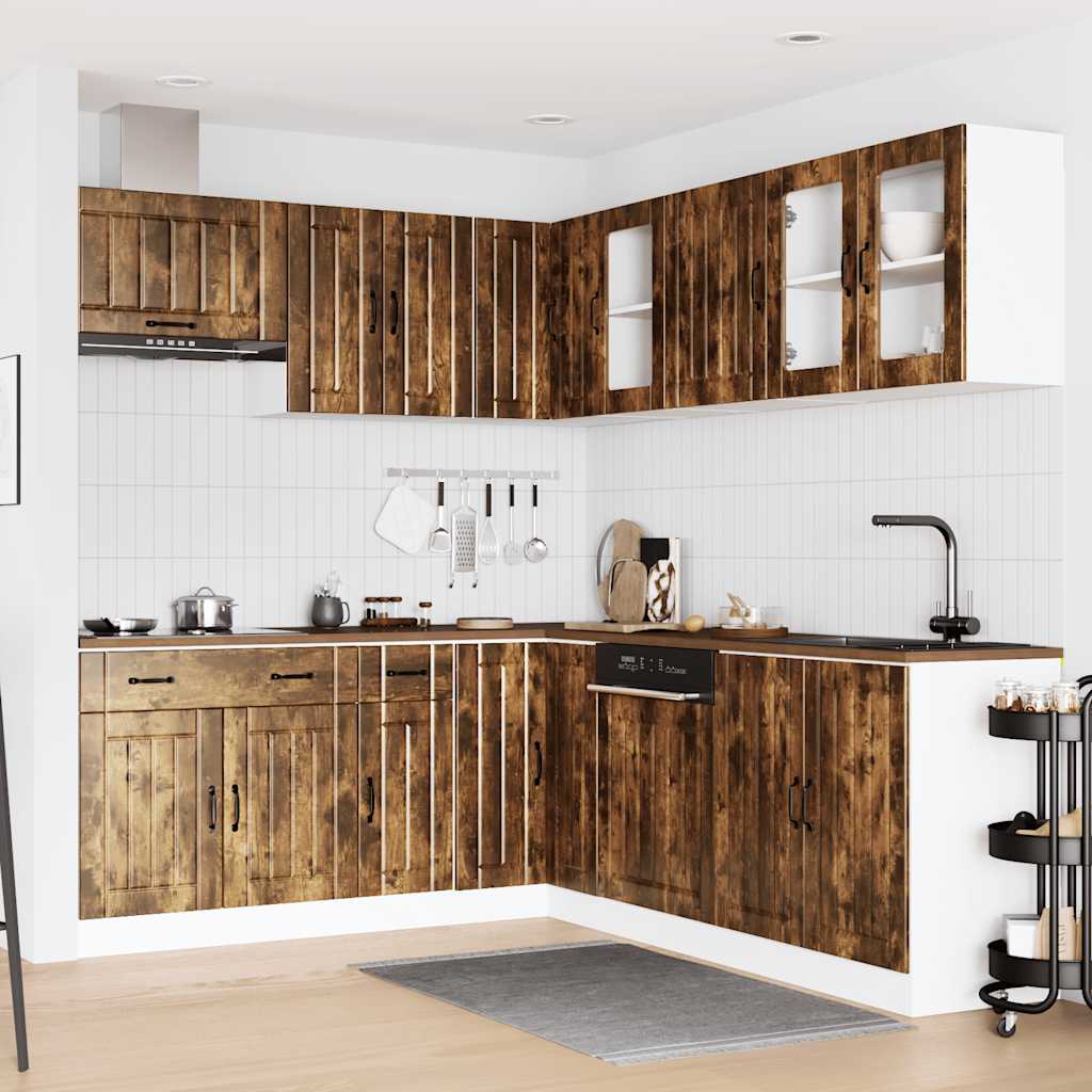 vidaXL 11-delige Keukenkastenset Lucca bewerkt hout gerookt eiken afbeelding