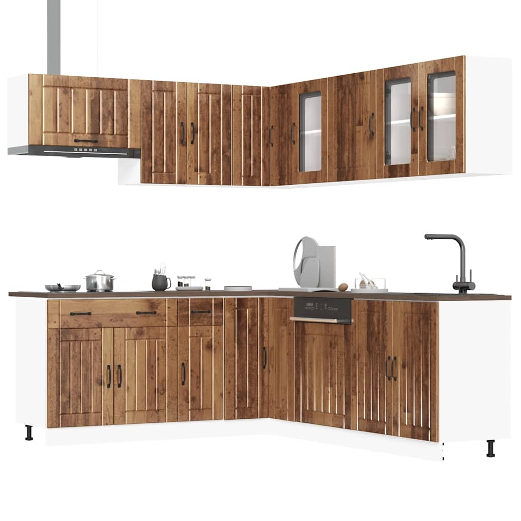 vidaXL 11-tlg. Küchenschrank-Set Lucca Altholz-Optik Holzwerkstoff