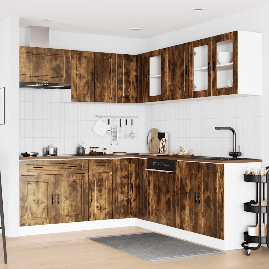 vidaXL 11-delige Keukenkastenset Porto bewerkt hout gerookt eiken afbeelding