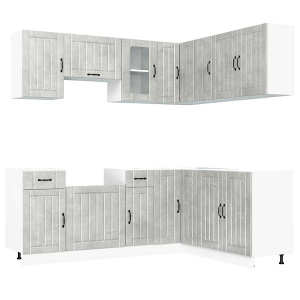vidaXL 11-osaline k&ouml;&ouml;gikapi komplekt Lucca, betoonhall, tehispuit
