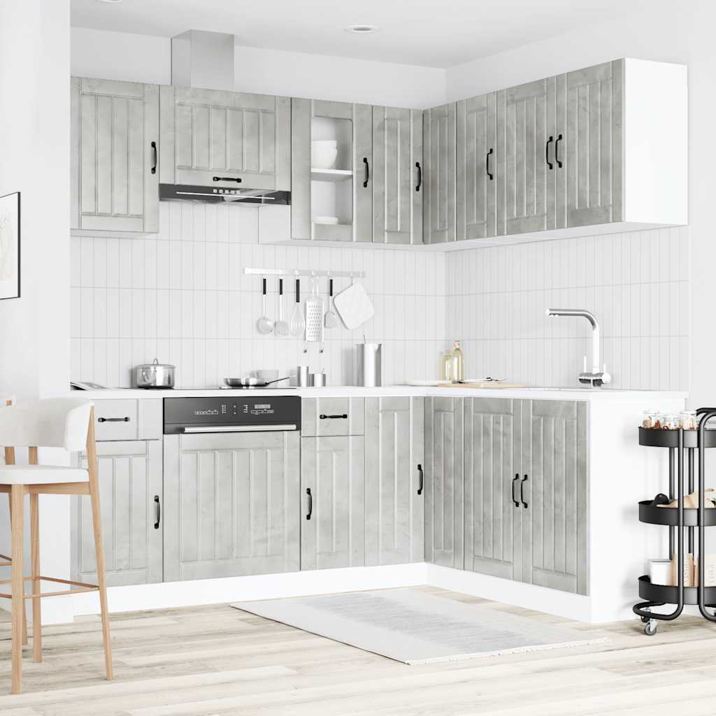vidaXL 11-delige Keukenkastenset Lucca bewerkt hout betongrijs afbeelding