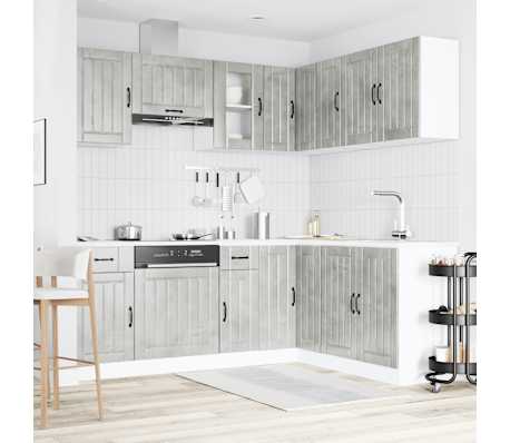 vidaXL 11d&iacute;ln&aacute; sada kuchyňsk&yacute;ch skř&iacute;něk "Lucca" betonově &scaron;ed&aacute; kompozit