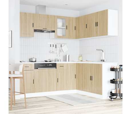 vidaXL Kj&oslash;kkenskapssett 11 deler Porto sonoma eik konstruert tre