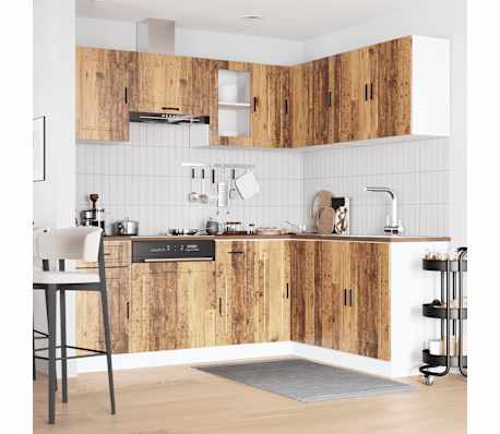 vidaXL 11 kosov kuhinjska omarica Porto starinski les inženirski les