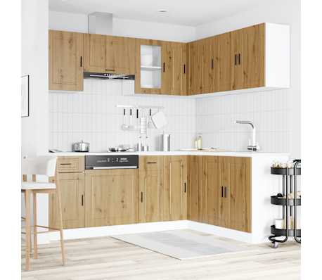 vidaXL 11-tlg. K&uuml;chenschrank-Set Porto Artisan-Eiche Holzwerkstoff