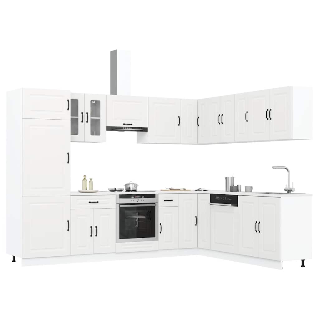 vidaXL 14-tlg. Küchenschrank-Set Kalmar Weiß Holzwerkstoff
