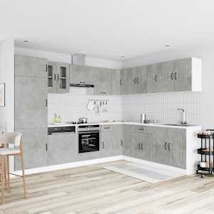 vidaXL 14 r&eacute;szes konyhai szekr&eacute;ny szett Kalmar betonsz&uuml;rke műszaki fa