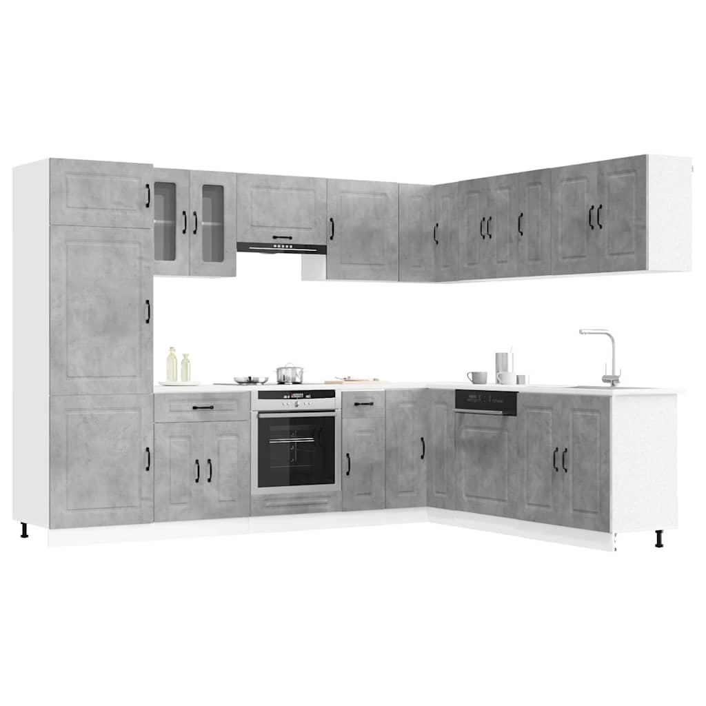 vidaXL Set dulapuri de bucătărie 14 piese „Kalmar” gri beton Lemn