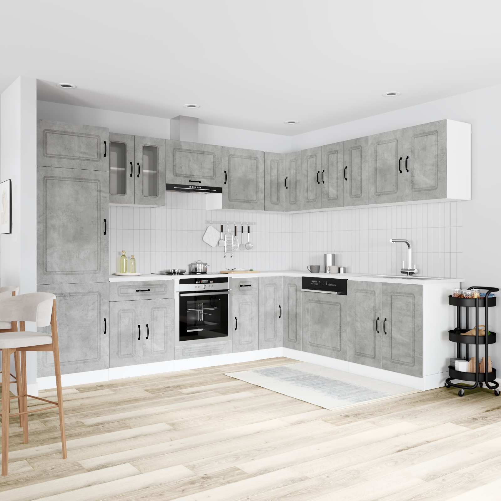 vidaXL 14-delige Keukenkastenset Kalmar bewerkt hout betongrijs grijs, foto 4