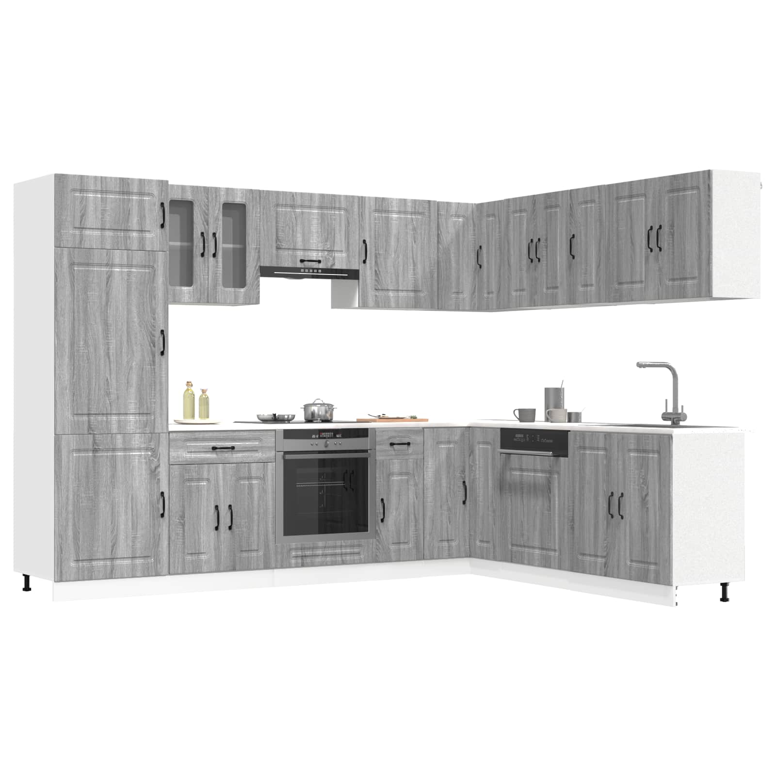 vidaXL 14-delige Keukenkastenset Kalmar bewerkt hout grijs sonomaeiken, foto 2