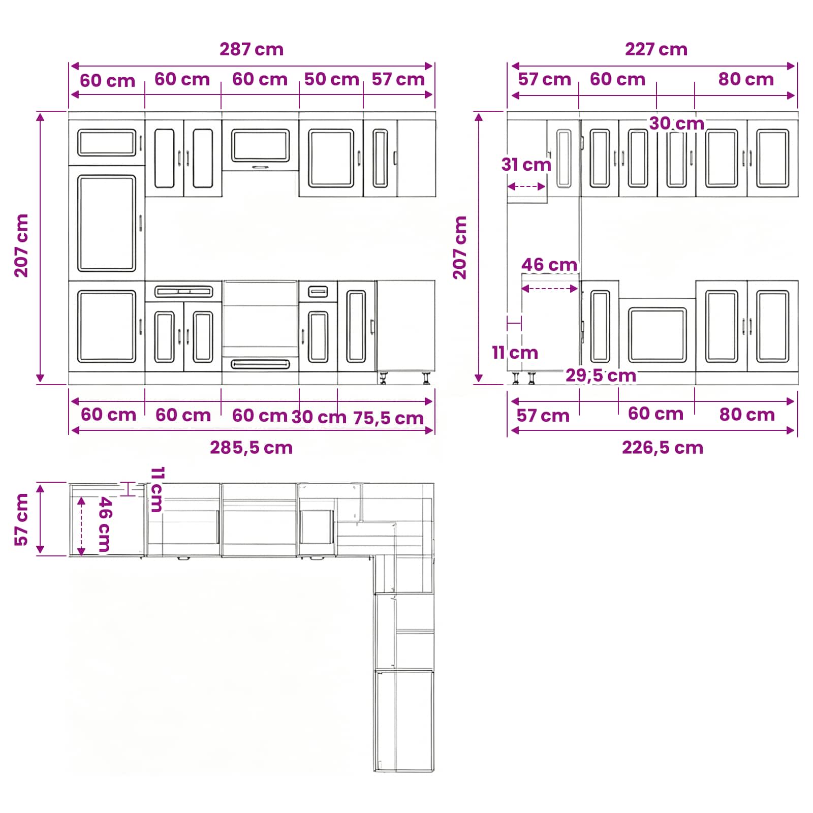vidaXL 14-tlg. Küchenschrank-Set Kalmar Grau Sonoma Holzwerkstoff – Bild 19