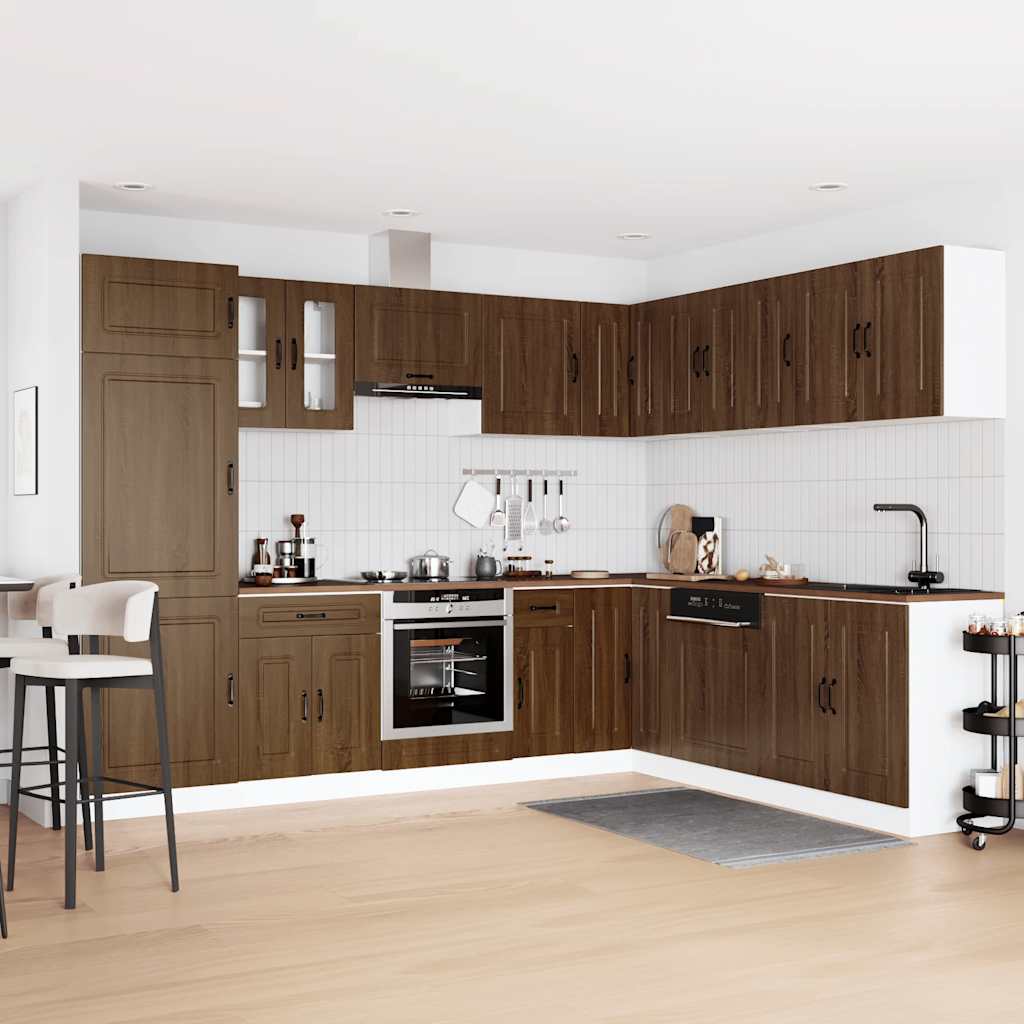 vidaXL 14-delige Keukenkastenset Kalmar bewerkt hout bruin eikenkleur afbeelding