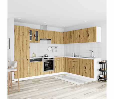 vidaXL 14 Piece Kitchen Cabinet Set Kalmar Artisan Oak Engineered Wood