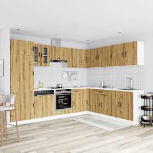 vidaXL 14 Piece Kitchen Cabinet Set Kalmar Artisan Oak Engineered Wood