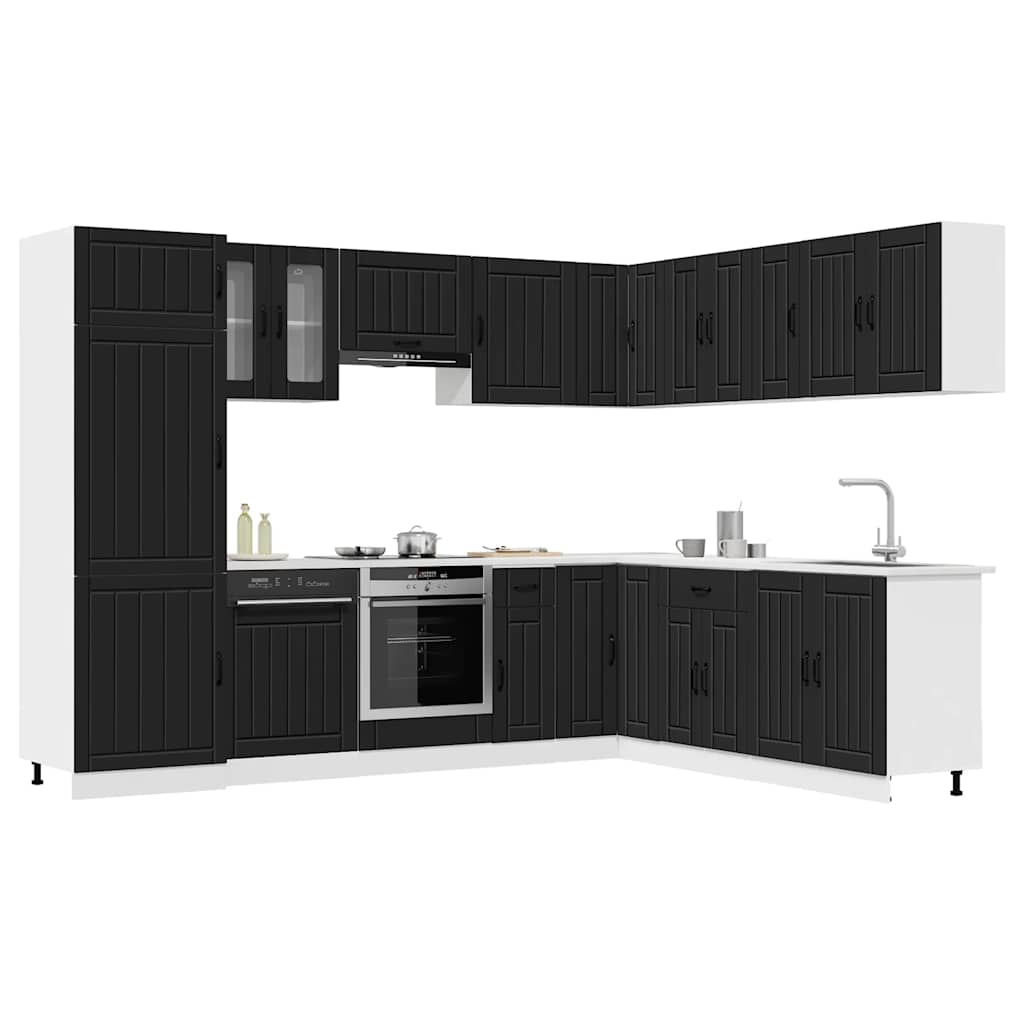 vidaXL Set dulap de bucătărie 14 piese „Lucca” lemn negru prelucrat