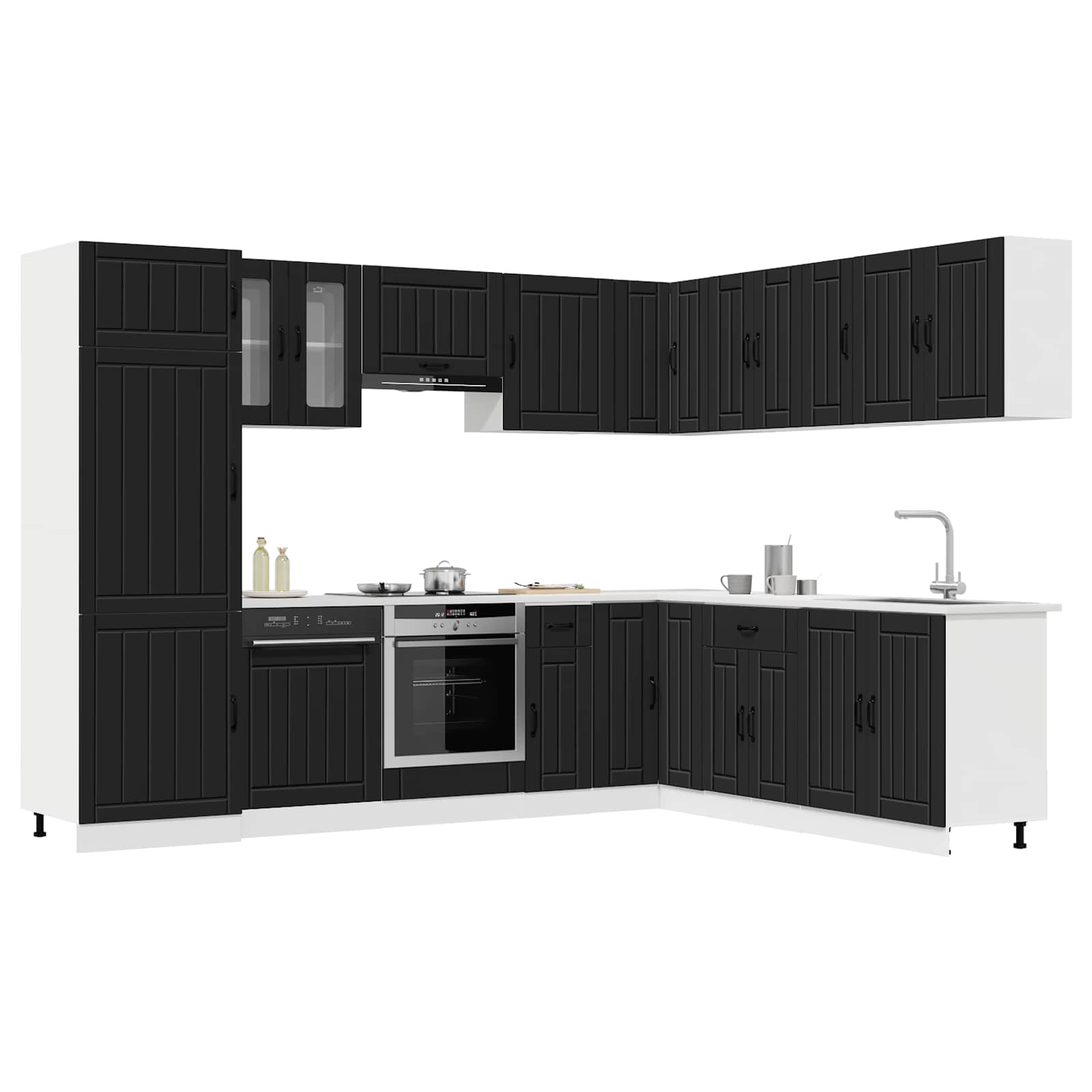 vidaXL 14-delige Keukenkastenset Lucca bewerkt hout zwart, foto 2