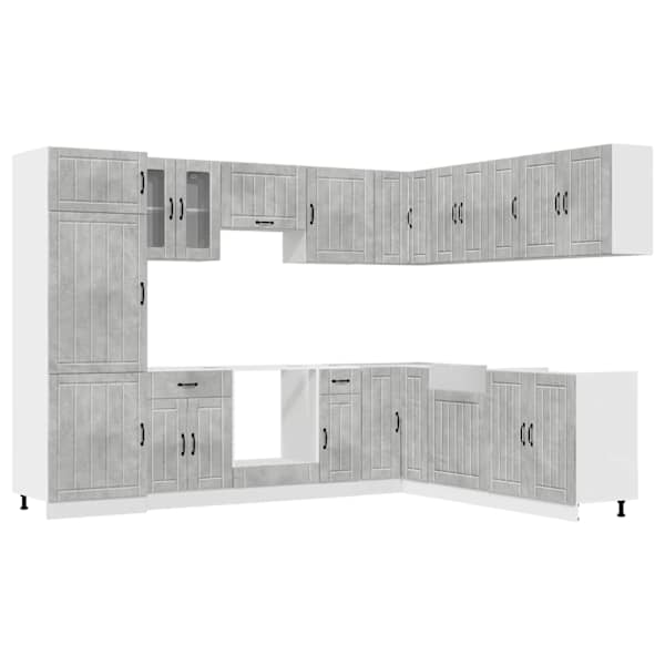 vidaXL 14 -osaline k&ouml;&ouml;gikapi komplekt Lucca, betoonhall, tehispuit