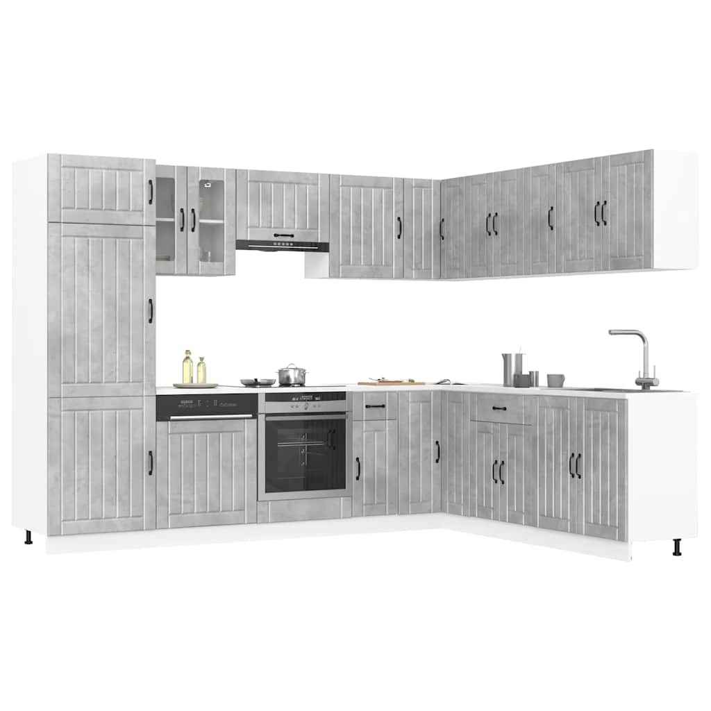 vidaXL Set dulapuri de bucătărie 14 piese „Lucca” gri beton Lemn