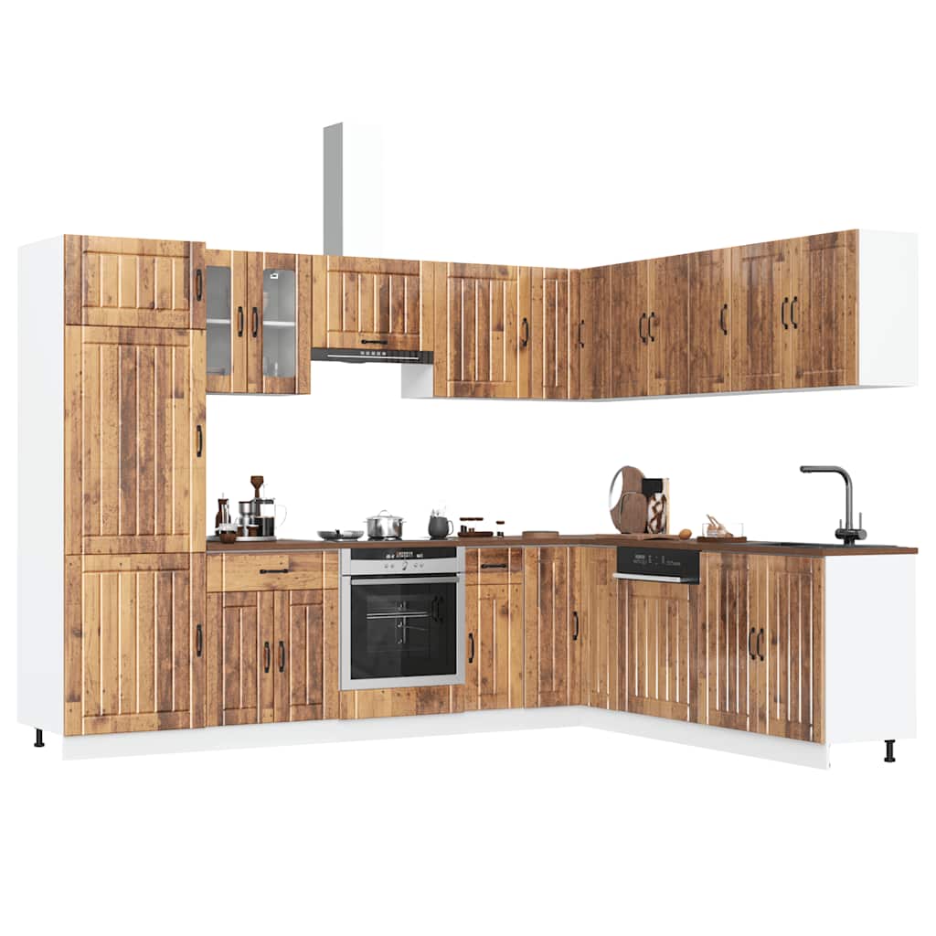 vidaXL 14-tlg. Küchenschrank-Set Lucca Altholz-Optik Holzwerkstoff