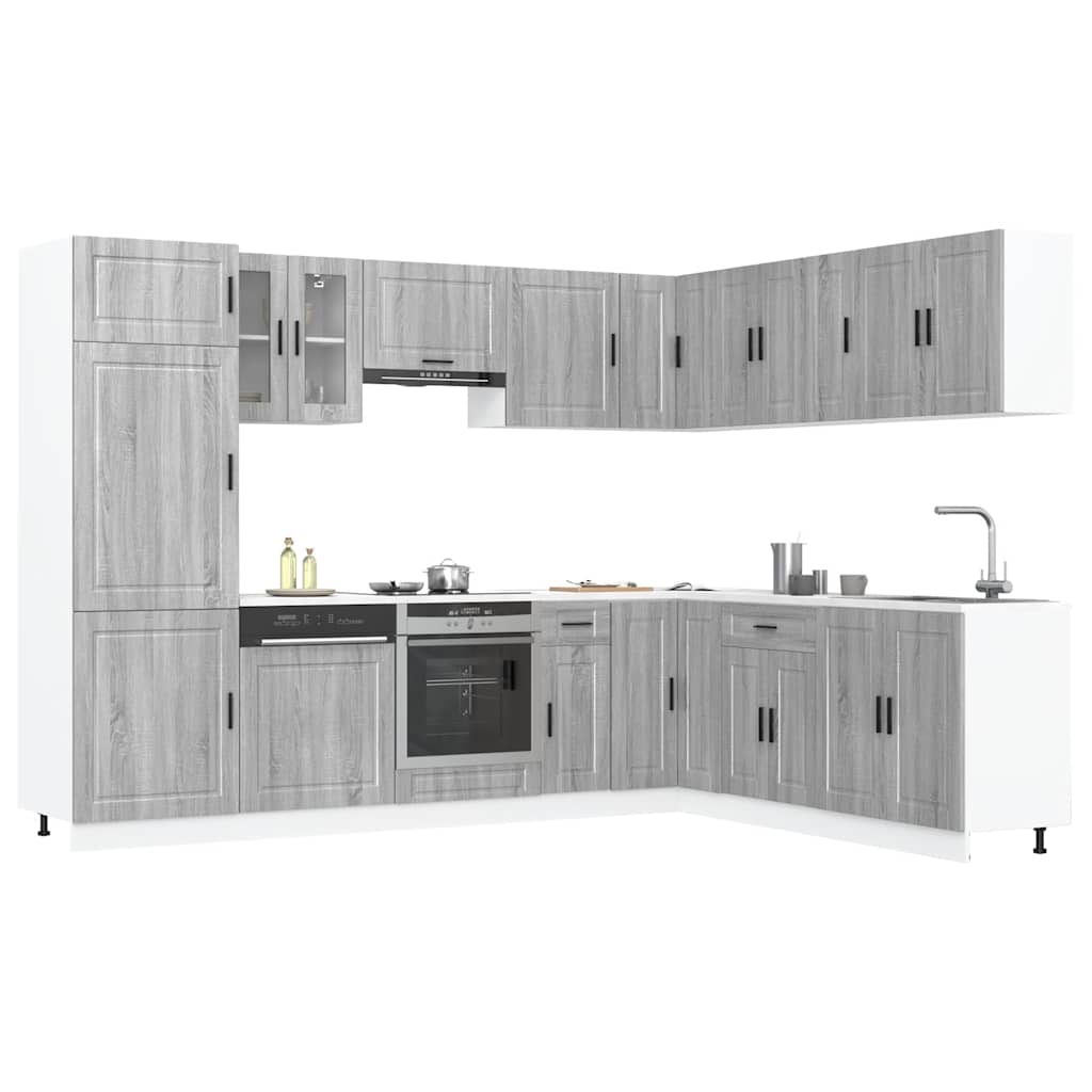 vidaXL Set de dulapuri de bucătărie 14 piese „Porto” lemn Sonoma gri