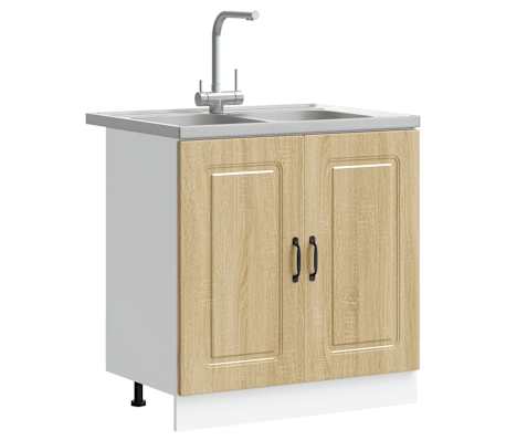 vidaXL Kitchen Cabinet with Door Kalmar 2 pcs Brown 80 x 46 x 81.5 cm