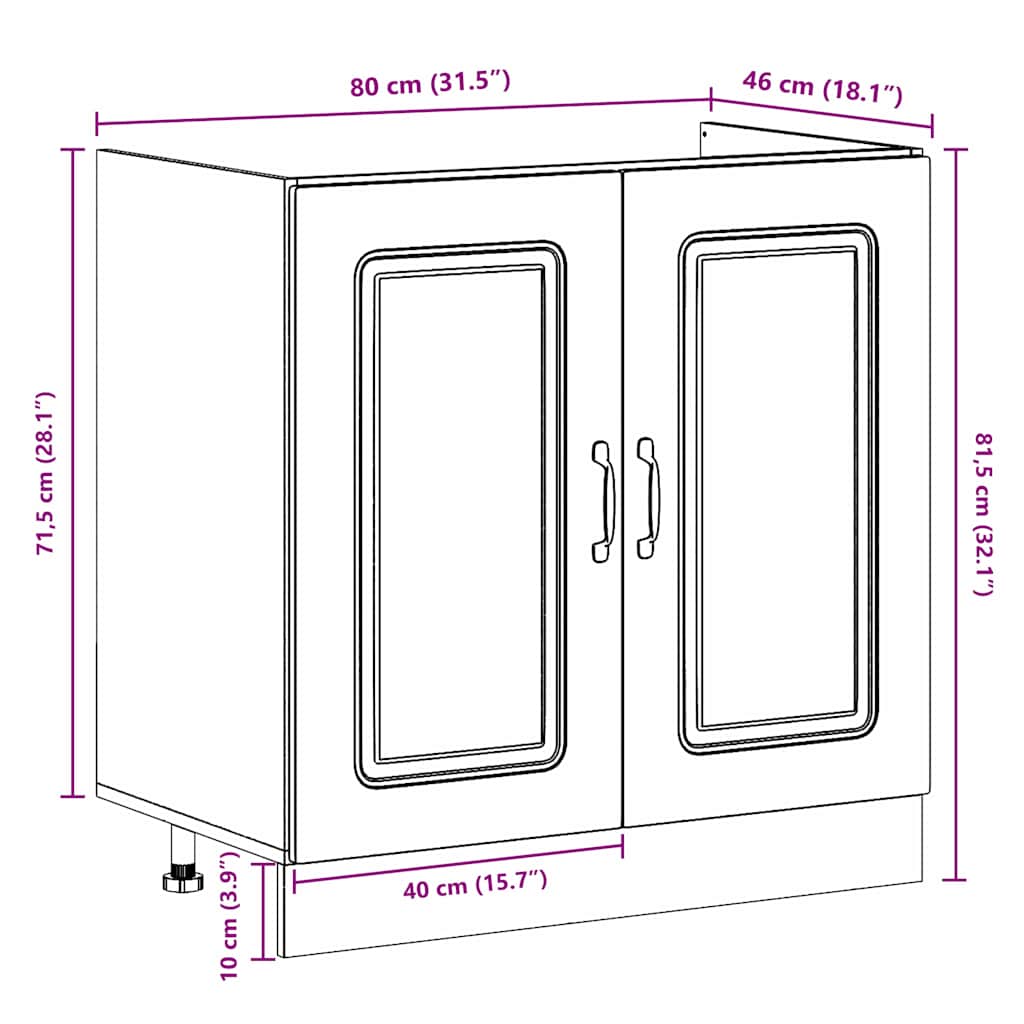 Köögikapp uksega Kalmar 2 pcs Pruun 80 x 46 x 81.5 cm Tehispuit - Image 10