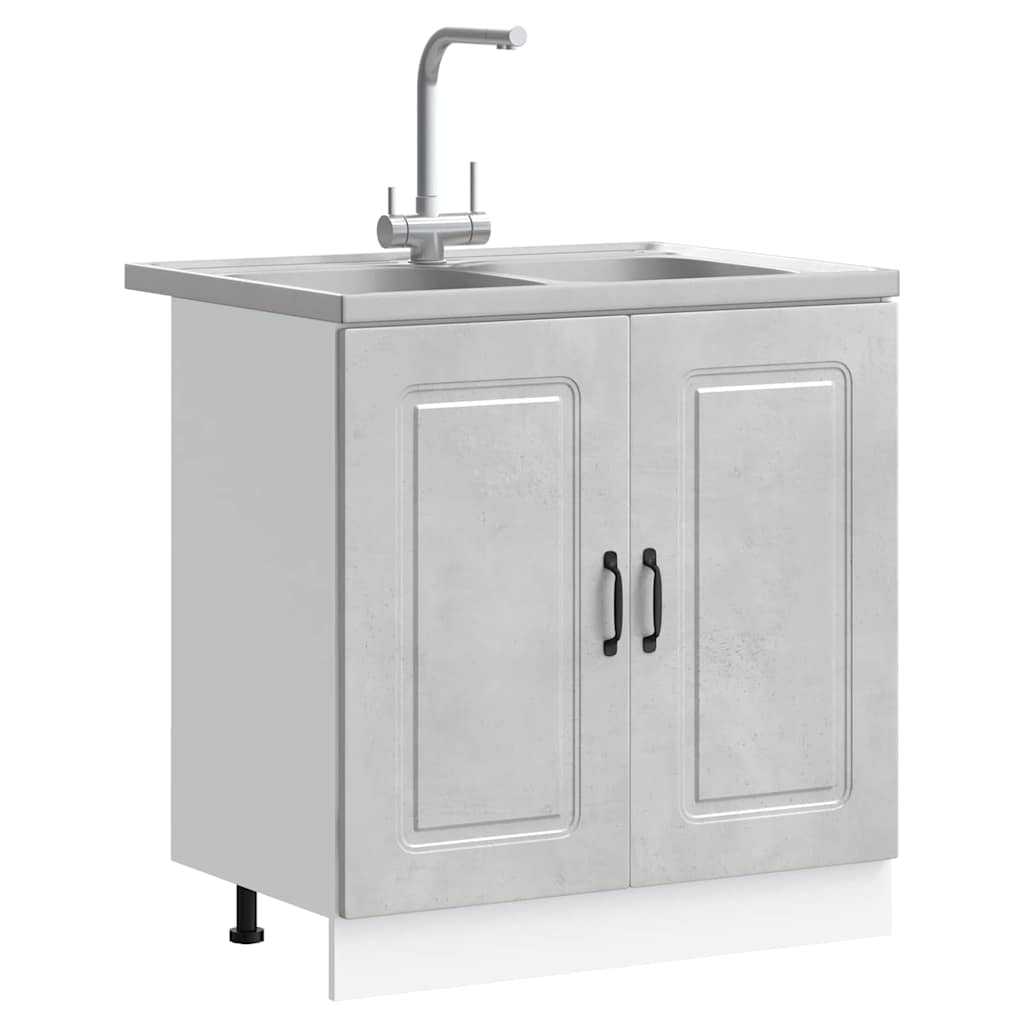 vidaXL Keukenkast 2 pcs Grijs 80 x 46 x 81.5 cm Bewerkt hout
