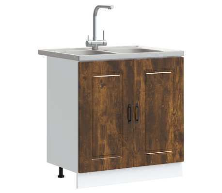 vidaXL Kitchen Cabinet with Door Kalmar 2 pcs Brown 80 x 46 x 81.5 cm